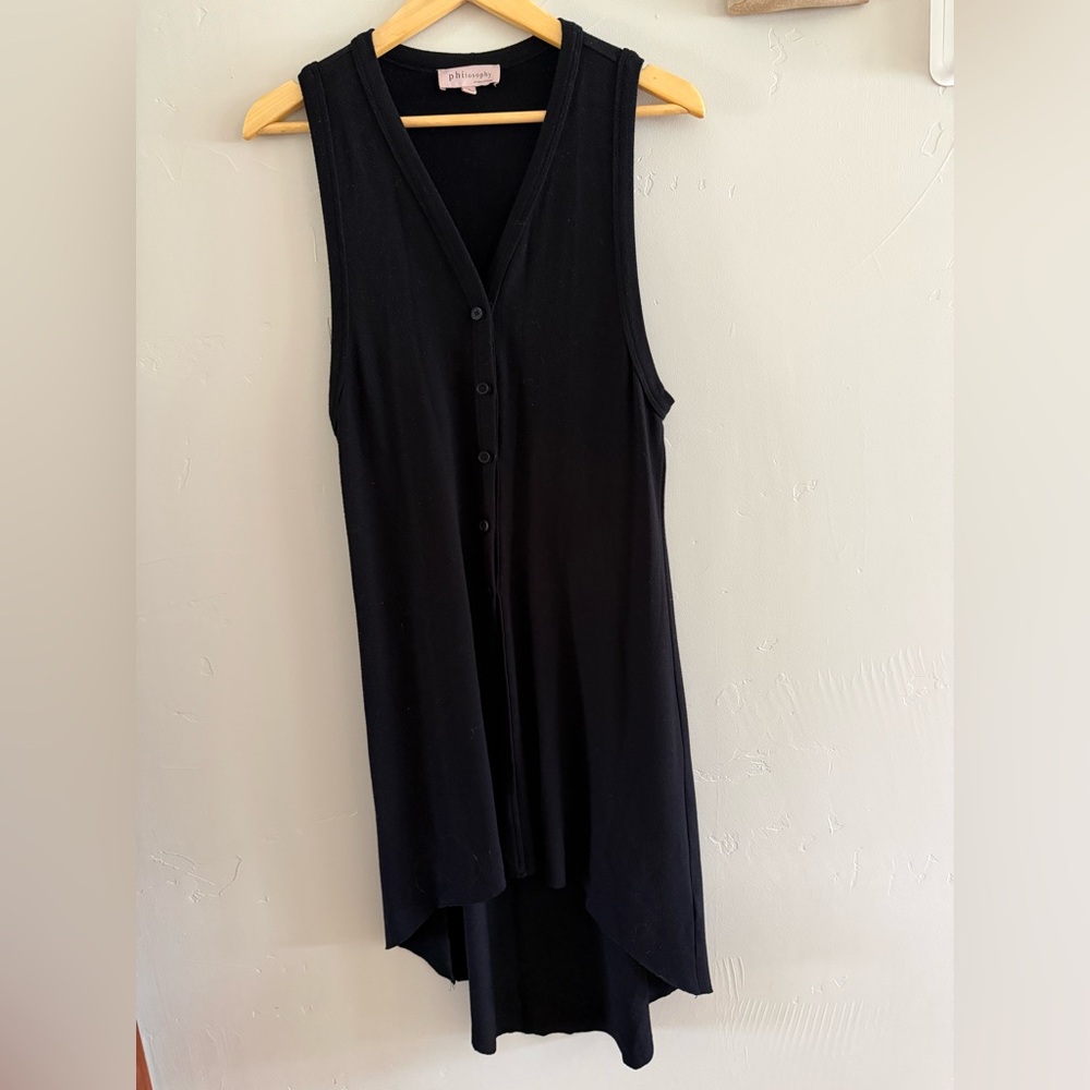 Philosophy Black Sleeveless Button-Front Tunic